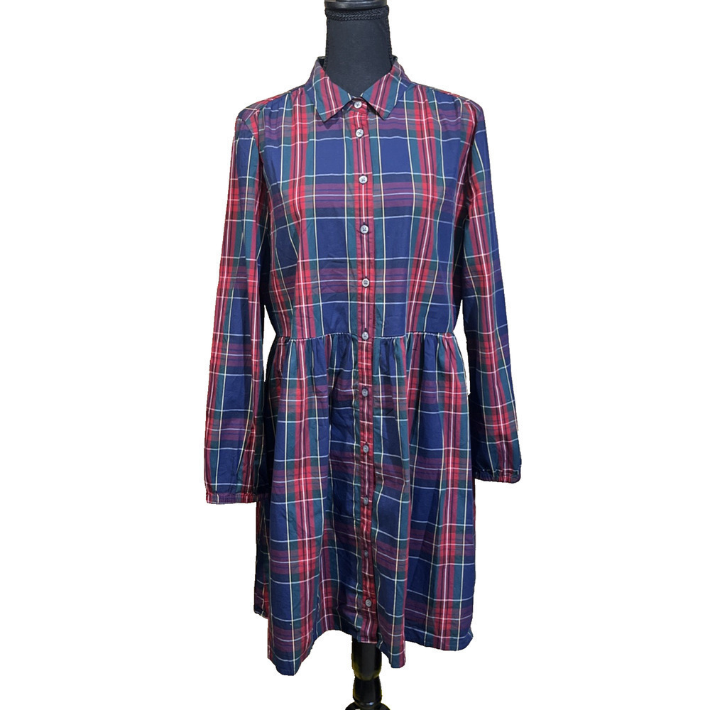 J Crew Stewart Tartan Plaid Mini Shirt Dress Womens Size 12 Holiday Preppy
